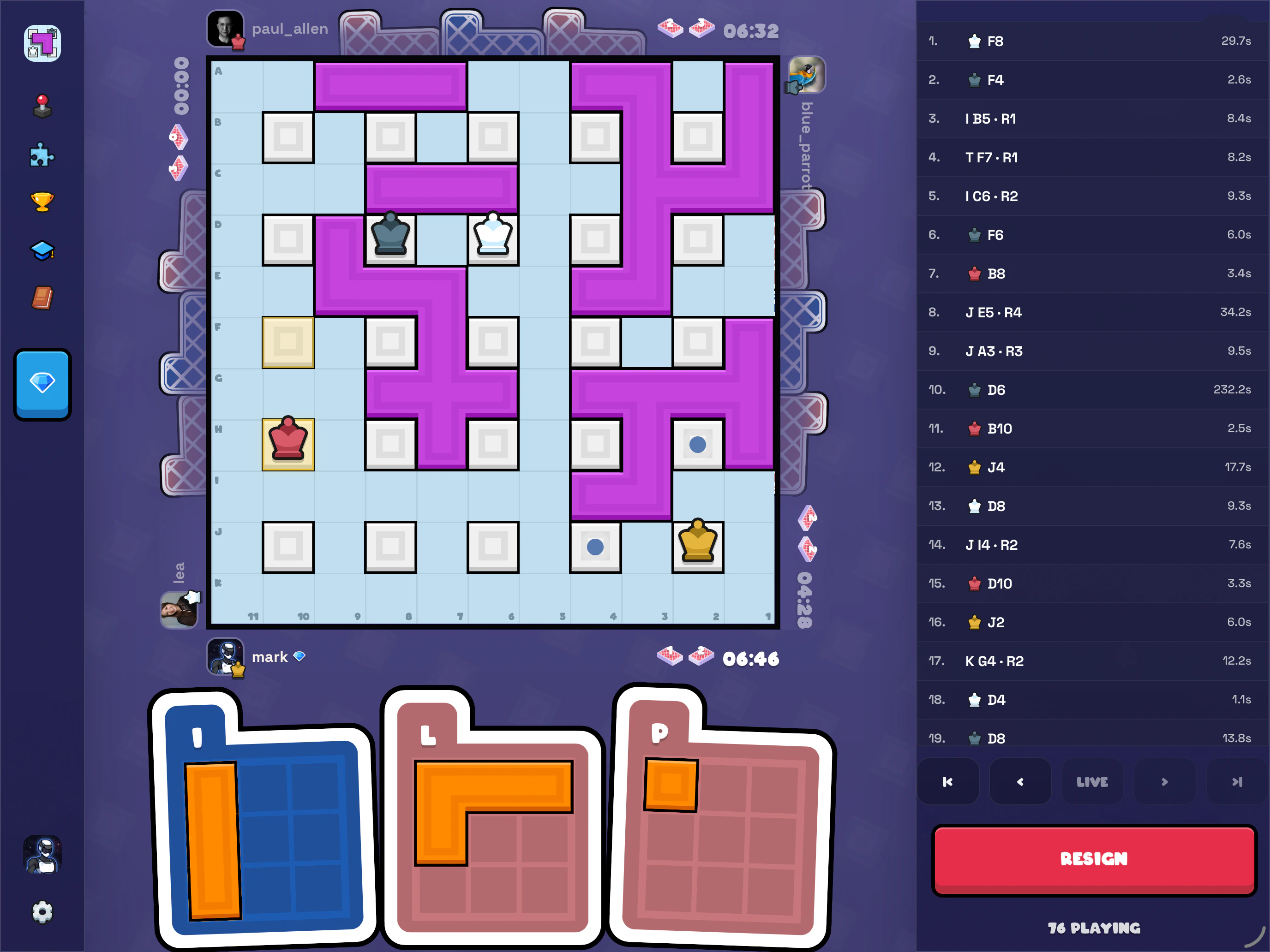 A live Blockblock match with friends on iPad.