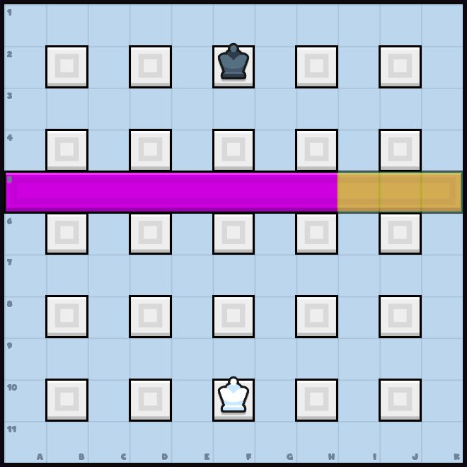 The real gameboard with one row nearly full and an orange I tile preview filling its final three spaces.
