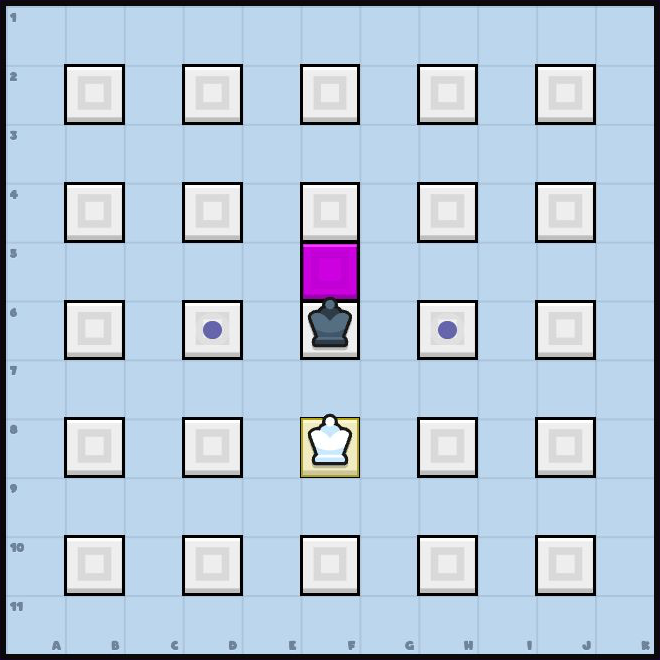 A white pawn moves diagonally around an adjacent black pawn because the straight jump is blocked.
