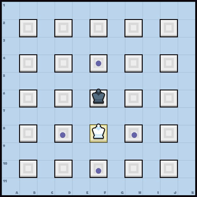 White can jump over an adjacent black pawn or move to an open square left, right, or behind it.